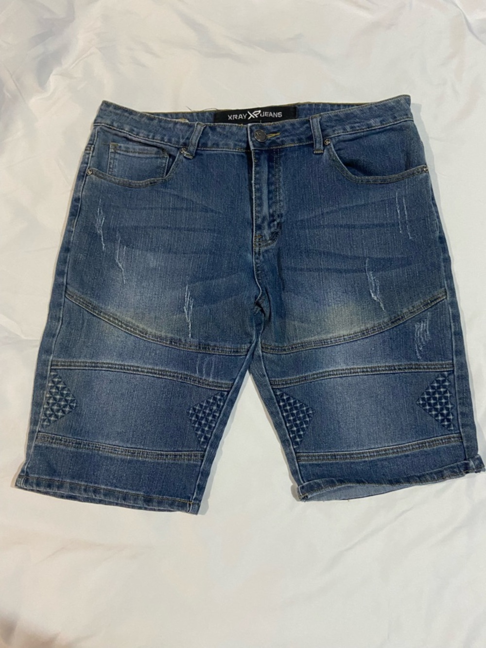 Men's Distressed Dark Blue Denim Shorts